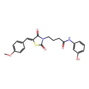 N-(3-hydroxyphenyl)-4-[(5E)-5-(4-methoxybenzylidene)-2,4-dioxo-1,3-thiazolidin-3-yl]butanamide structure