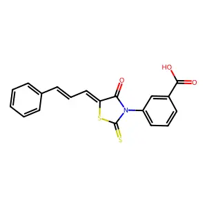 3-(5-cinnamylidene-4-oxo-2-sulfanylidene-1,3-thiazolidin-3-yl)benzoic Acid structure
