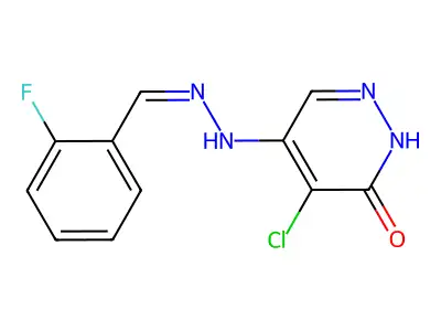 4-chloro-5-[(Z)-2-[(2-fluorophenyl)methylidene]hydrazin-1-yl]-2,3-dihydropyridazin-3-one structure