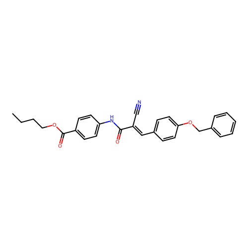 butyl 4-[(2Z)-3-[4-(benzyloxy)phenyl]-2-cyanoprop-2-enamido]benzoate structure