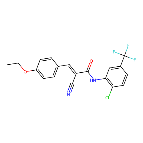 (2E)-N-[2-chloro-5-(trifluoromethyl)phenyl]-2-cyano-3-(4-ethoxyphenyl)prop-2-enamide structure