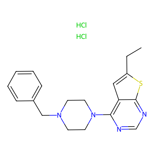 4-(4-Benzylpiperazin-1-yl)-6-ethylthieno[2,3-d]pyrimidine dihydrochloride structure