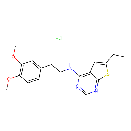 N-(3,4-dimethoxyphenethyl)-6-ethylthieno[2,3-d]pyrimidin-4-amine hydrochloride structure