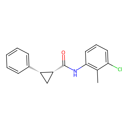 N-(3-chloro-2-methylphenyl)-2-phenylcyclopropanecarboxamide structure