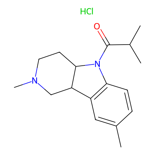 1-(2,8-dimethyl-2,3,4,4a-tetrahydro-1H-pyrido[4,3-b]indol-5(9bH)-yl)-2-methylpropan-1-one hydrochloride structure