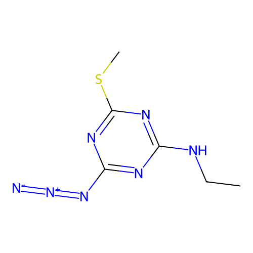 4-azido-N-ethyl-6-methylsulfanyl-1,3,5-triazin-2-amine structure