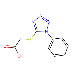 [(1-phenyl-1H-tetrazol-5-yl)thio]acetic acid structure