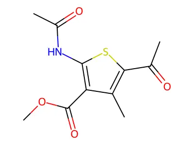 5-Acetyl-2-acetylamino-4-methyl-thiophene-3-carboxylic acid methyl ester structure