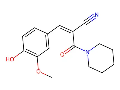 3-(4-Hydroxy-3-methoxyphenyl)-2-(piperidine-1-carbonyl)prop-2-enenitrile structure