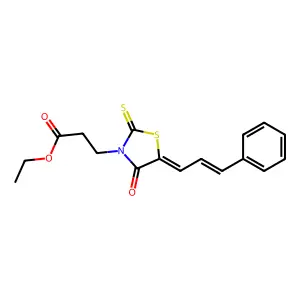 ethyl 3-[5-((2E)-3-phenylprop-2-enylidene)-4-oxo-2-thioxo-1,3-thiazolidin-3-yl]propanoate structure