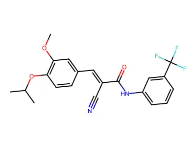 (E)-2-cyano-3-(3-methoxy-4-propan-2-yloxyphenyl)-N-[3-(trifluoromethyl)phenyl]prop-2-enamide structure