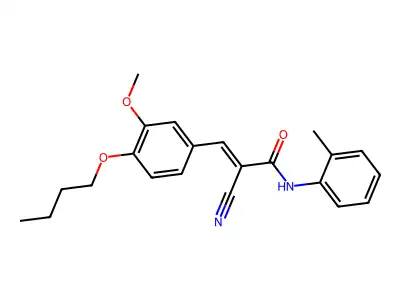 (E)-3-(4-butoxy-3-methoxyphenyl)-2-cyano-N-(2-methylphenyl)prop-2-enamide structure