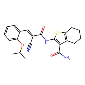 (E)-2-(2-cyano-3-(2-isopropoxyphenyl)acrylamido)-4,5,6,7-tetrahydrobenzo[b]thiophene-3-carboxamide structure