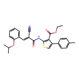 ethyl 2-[[(E)-2-cyano-3-(2-propan-2-yloxyphenyl)prop-2-enoyl]amino]-4-(4-methylphenyl)thiophene-3-carboxylate structure