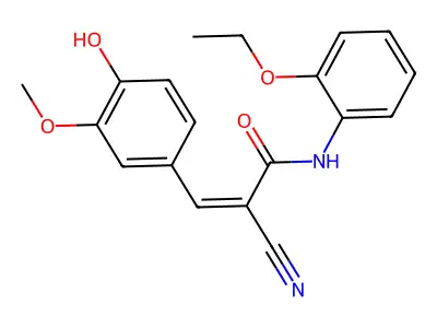 (Z)-2-cyano-N-(2-ethoxyphenyl)-3-(4-hydroxy-3-methoxyphenyl)prop-2-enamide structure
