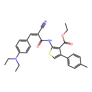 Ethyl 2-[[(Z)-2-cyano-3-[4-(diethylamino)phenyl]prop-2-enoyl]amino]-4-(4-methylphenyl)thiophene-3-carboxylate structure