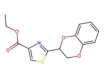Ethyl 2-(2,3-dihydro-1,4-benzodioxin-2-yl)-1,3-thiazole-4-carboxylate structure