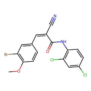 (E)-3-(3-bromo-4-methoxyphenyl)-2-cyano-N-(2,4-dichlorophenyl)prop-2-enamide structure