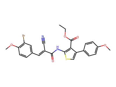 Ethyl 2-[[3-(3-bromo-4-methoxyphenyl)-2-cyano-1-oxo-2-propen-1-yl]amino]-4-(4-methoxyphenyl)-3-thiophenecarboxylate structure