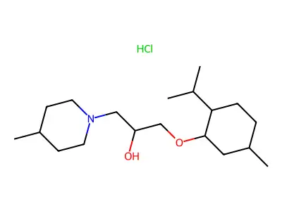 1-((2-isopropyl-5-methylcyclohexyl)oxy)-3-(4-methylpiperidin-1-yl)propan-2-ol hydrochloride structure
