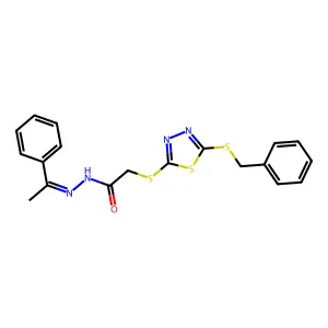2-{[5-(benzylsulfanyl)-1,3,4-thiadiazol-2-yl]sulfanyl}-N'-(1-phenylethylidene)acetohydrazide structure