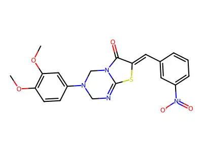 3-(3,4-dimethoxyphenyl)-7-[(3-nitrophenyl)methylidene]-2,4-dihydro-[1,3]thiazolo[3,2-a][1,3,5]triazin-6-one structure