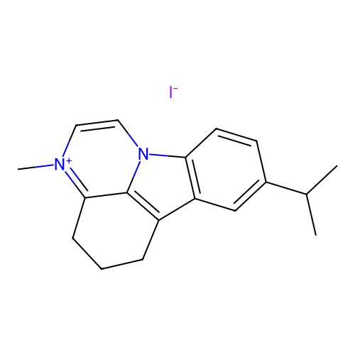 8-isopropyl-3-methyl-5,6-dihydro-4H-pyrazino[3,2,1-jk]carbazol-3-ium iodide structure