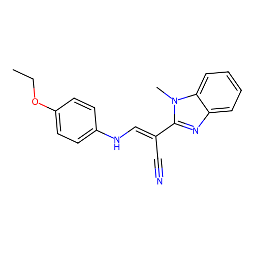 (2E)-3-[(4-ethoxyphenyl)amino]-2-(1-methylbenzimidazol-2-yl)prop-2-enenitrile structure