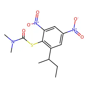 S-(2-butan-2-yl-4,6-dinitrophenyl) N,N-dimethylcarbamothioate structure