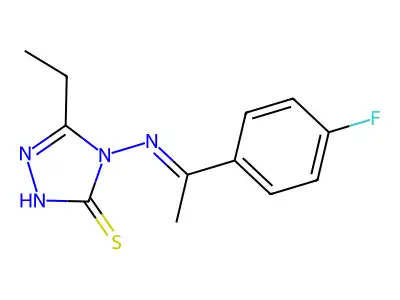 3-ethyl-4-[(E)-1-(4-fluorophenyl)ethylideneamino]-1H-1,2,4-triazole-5-thione structure