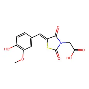 [5-(4-Hydroxy-3-methoxybenzylidene)-2,4-dioxothiazolidin-3-yl]acetic acid structure