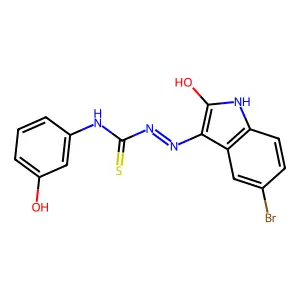 (2Z)-2-(5-bromo-2-oxo-1,2-dihydro-3H-indol-3-ylidene)-N-(3-hydroxyphenyl)hydrazinecarbothioamide structure
