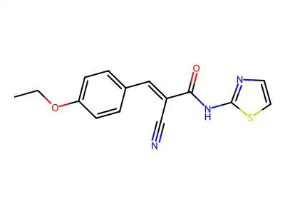 (2E)-2-cyano-3-(4-ethoxyphenyl)-N-1,3-thiazol-2-ylacrylamide structure