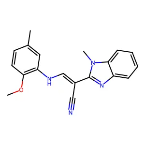 (E)-3-((2-methoxy-5-methylphenyl)amino)-2-(1-methyl-1H-benzo[d]imidazol-2-yl)acrylonitrile structure