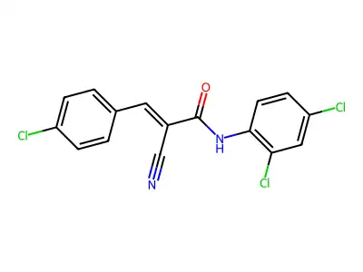3-(4-chlorophenyl)-2-cyano-N-(2,4-dichlorophenyl)prop-2-enamide structure