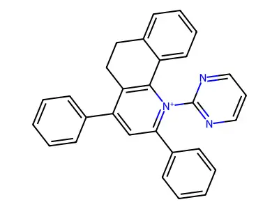 2,4-Diphenyl-1-pyrimidin-2-yl-5,6-dihydrobenzo[h]quinolin-1-ium structure
