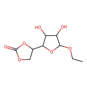 Ethyl 5,6-O-(oxomethylidene)hexofuranoside structure