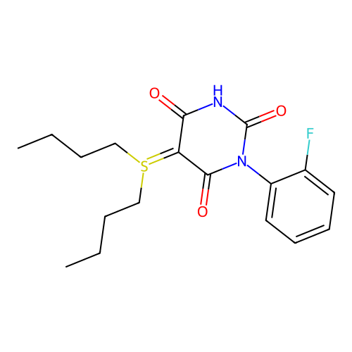 5-(Dibutylsulfonio)-1-(2-fluorophenyl)-2,4,6-trioxohexahydropyrimidin-5-ide structure