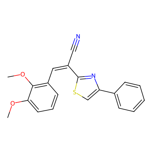 (Z)-3-(2,3-dimethoxyphenyl)-2-(4-phenylthiazol-2-yl)acrylonitrile structure