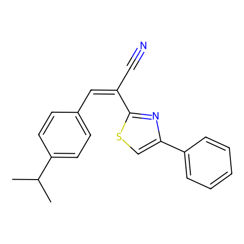 (Z)-3-(4-isopropylphenyl)-2-(4-phenylthiazol-2-yl)acrylonitrile structure