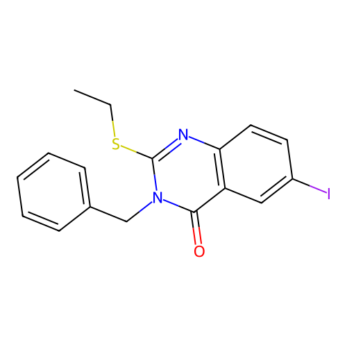 3-benzyl-2-(ethylsulfanyl)-6-iodoquinazolin-4(3H)-one structure