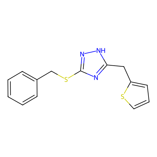 5-(benzylsulfanyl)-3-[(thiophen-2-yl)methyl]-1H-1,2,4-triazole structure