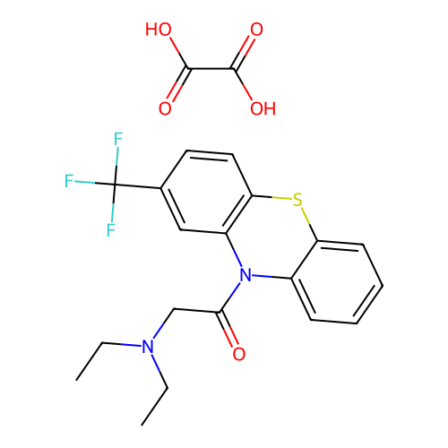2-(diethylamino)-1-(2-(trifluoromethyl)-10H-phenothiazin-10-yl)ethanone oxalate structure