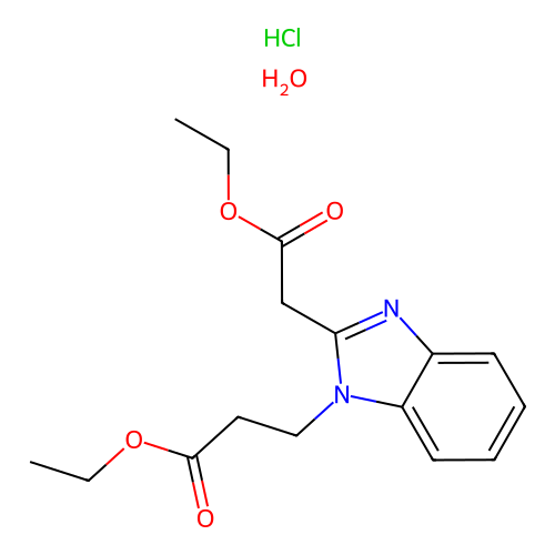 ethyl 3-(2-(2-ethoxy-2-oxoethyl)-1H-benzo[d]imidazol-1-yl)propanoate hydrochloride hydrate structure