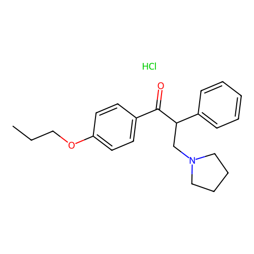 2-Phenyl-1-(4-propoxy-phenyl)-3-pyrrolidin-1-yl-propan-1-one structure