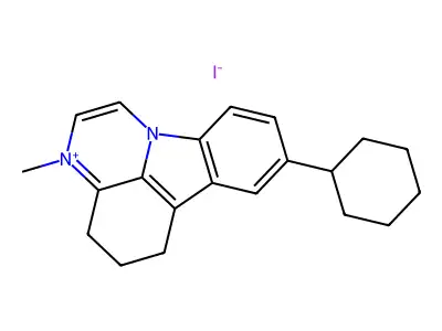 8-cyclohexyl-3-methyl-5,6-dihydro-4H-pyrazino[3,2,1-jk]carbazol-3-ium iodide structure