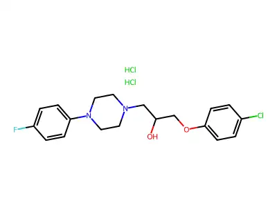 1-(4-chlorophenoxy)-3-[4-(4-fluorophenyl)piperazin-1-yl]propan-2-ol Dihydrochloride structure