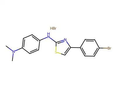 1-N-[4-(4-bromophenyl)-1,3-thiazol-2-yl]-4-N,4-N-dimethylbenzene-1,4-diamine;hydrobromide structure