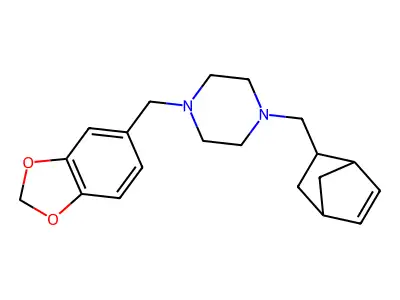 1-(1,3-Benzodioxol-5-ylmethyl)-4-(5-bicyclo[2.2.1]hept-2-enylmethyl)piperazine structure