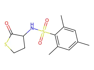 2,4,6-trimethyl-N-(2-oxothiolan-3-yl)benzenesulfonamide structure